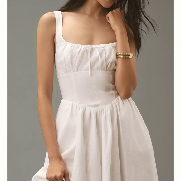 BEST Reformation Balia Linen Midi Dress - White Wedding Causal Party Classic - Picture 4 of 11